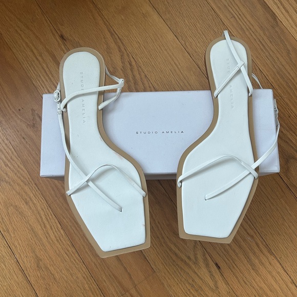 Studio Amelia Elegant White Strappy Sandals - Picture 8 of 9